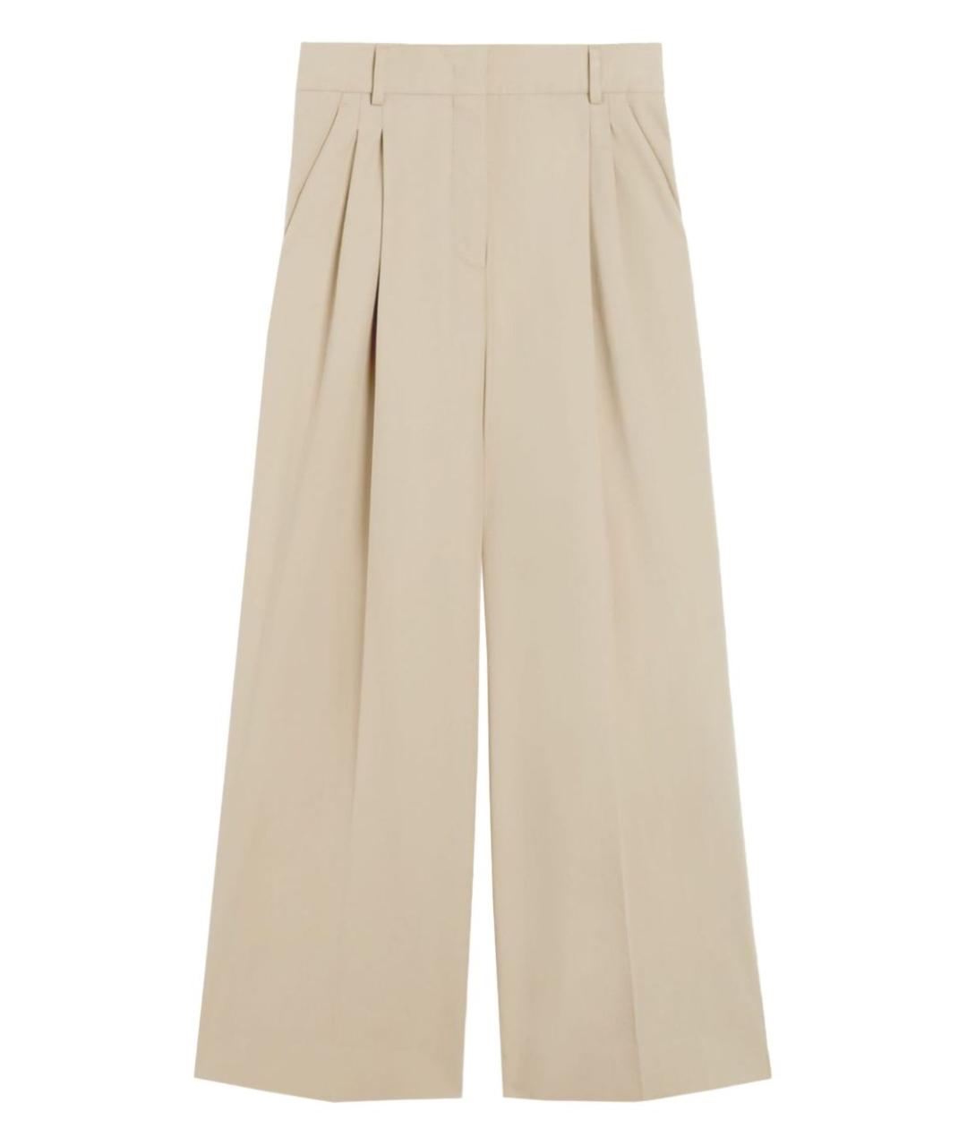 WEEKEND MAX MARA Бежевые хлопковые прямые брюки, фото 1