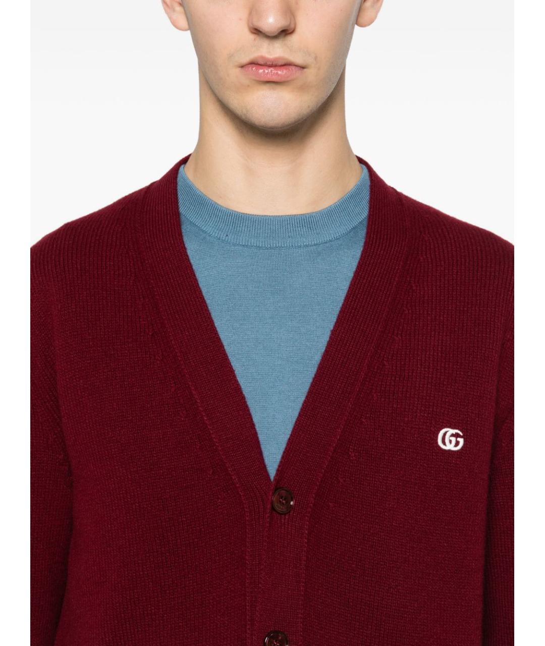 GUCCI Бордовый кашемировый кардиган, фото 3