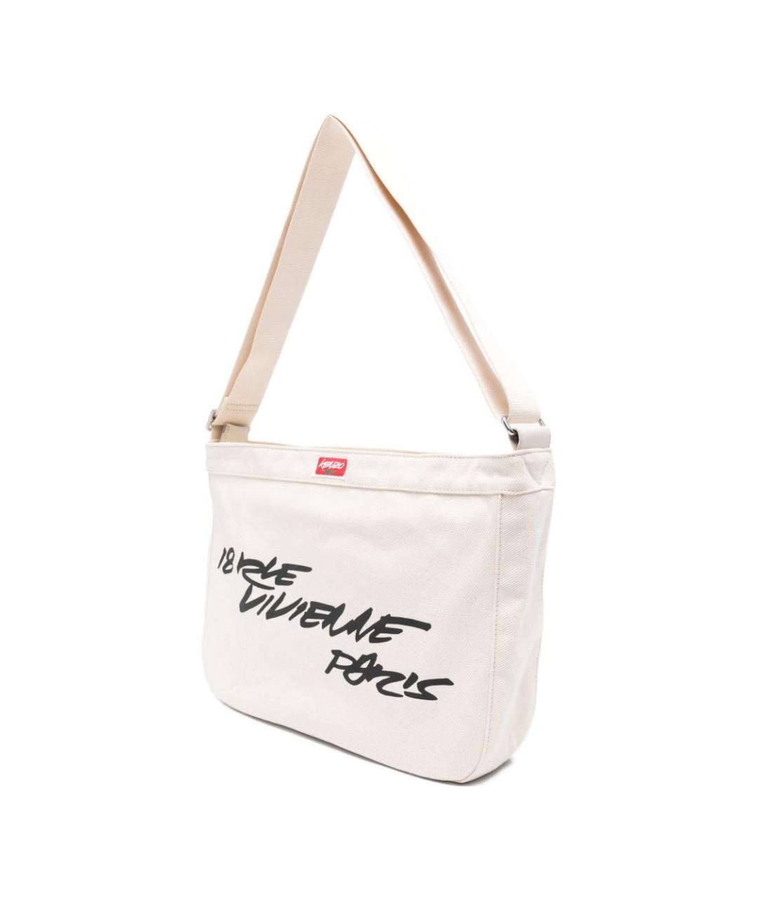 KENZO Белая хлопковая сумка тоут, фото 5