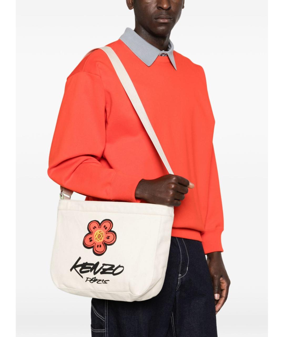 KENZO Белая хлопковая сумка тоут, фото 2