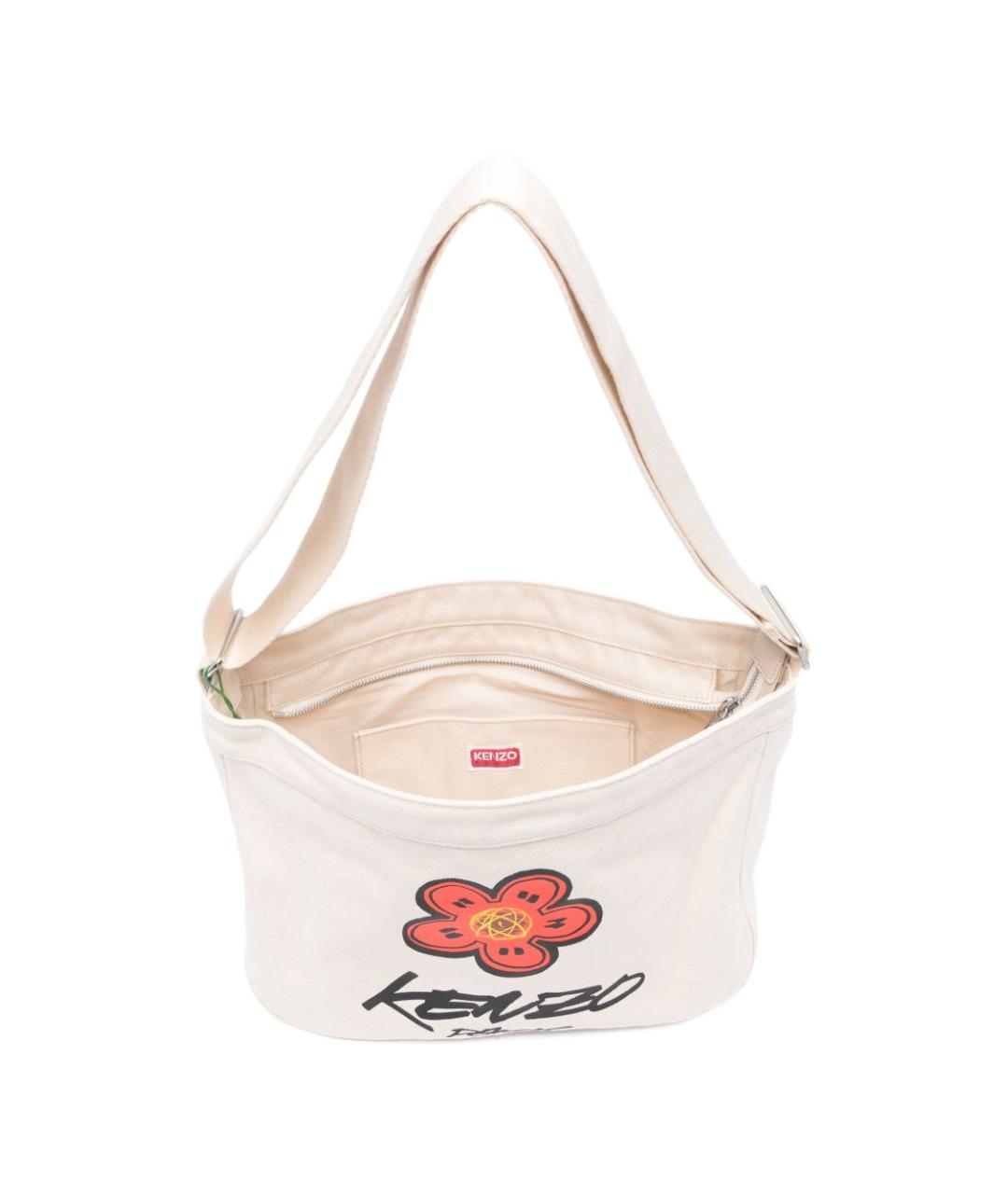 KENZO Белая хлопковая сумка тоут, фото 4