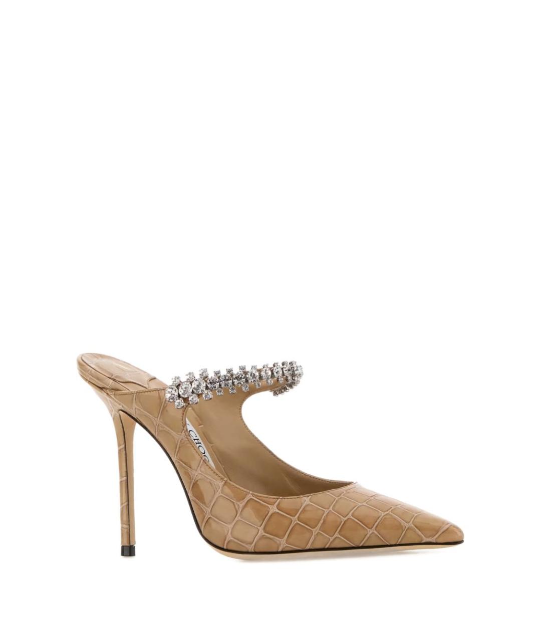 JIMMY CHOO Бежевые кожаные мюли, фото 2