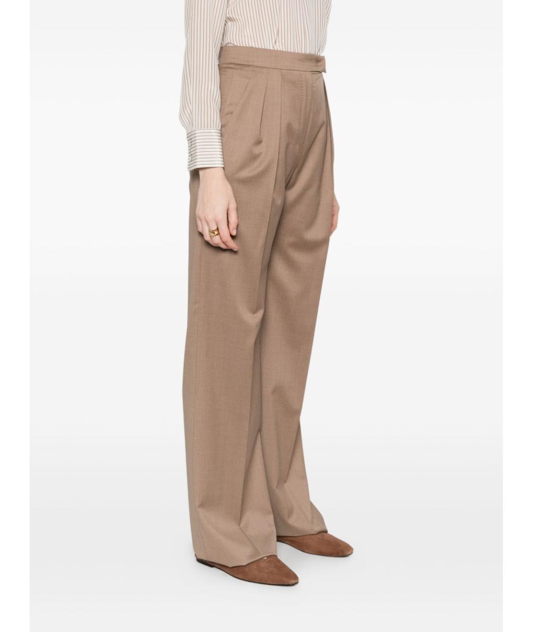 MAX MARA Бежевые шерстяные прямые брюки, фото 5