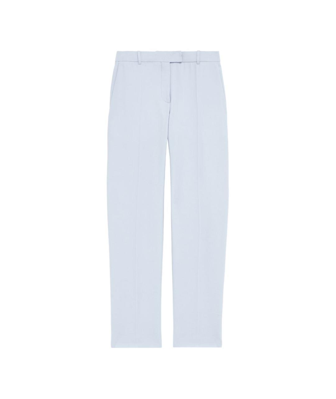 ALEXANDER MCQUEEN Голубые шелковые прямые брюки, фото 1