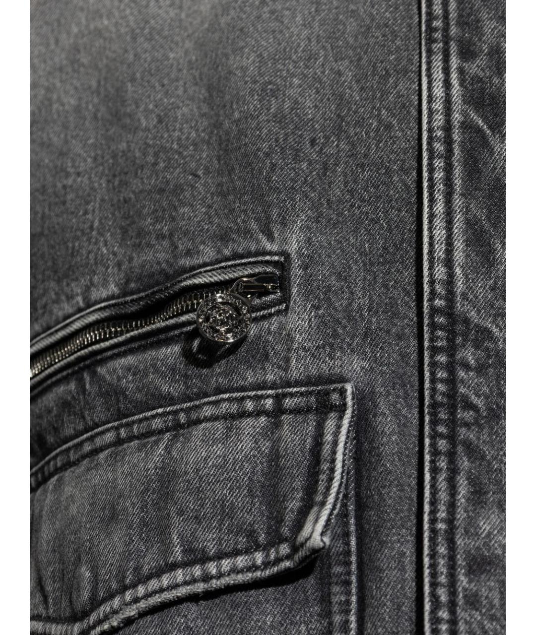 VERSACE Антрацитовая хлопковая кэжуал рубашка, фото 3