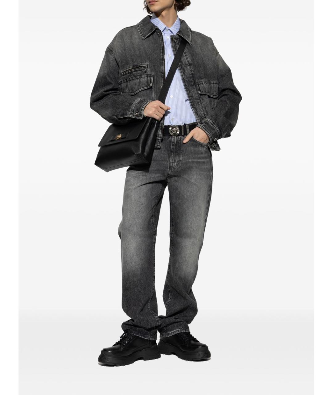 VERSACE Антрацитовая хлопковая кэжуал рубашка, фото 5