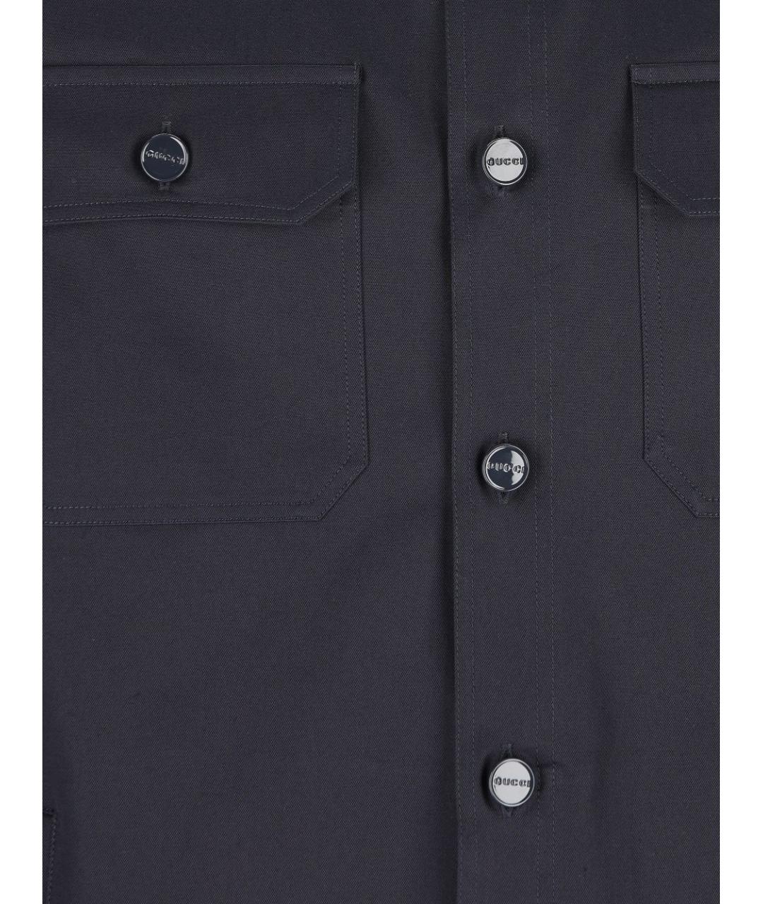 GUCCI Темно-синяя хлопковая кэжуал рубашка, фото 4