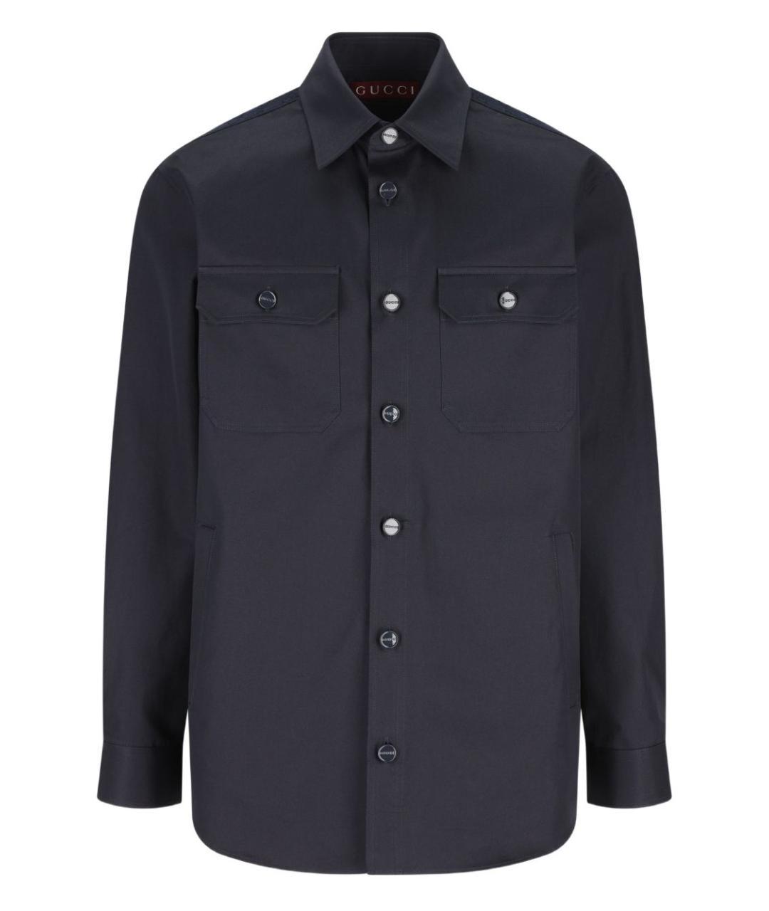 GUCCI Темно-синяя хлопковая кэжуал рубашка, фото 1