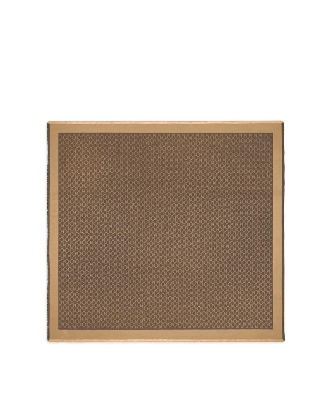 GUCCI Коричневый шерстяной платок, фото 1