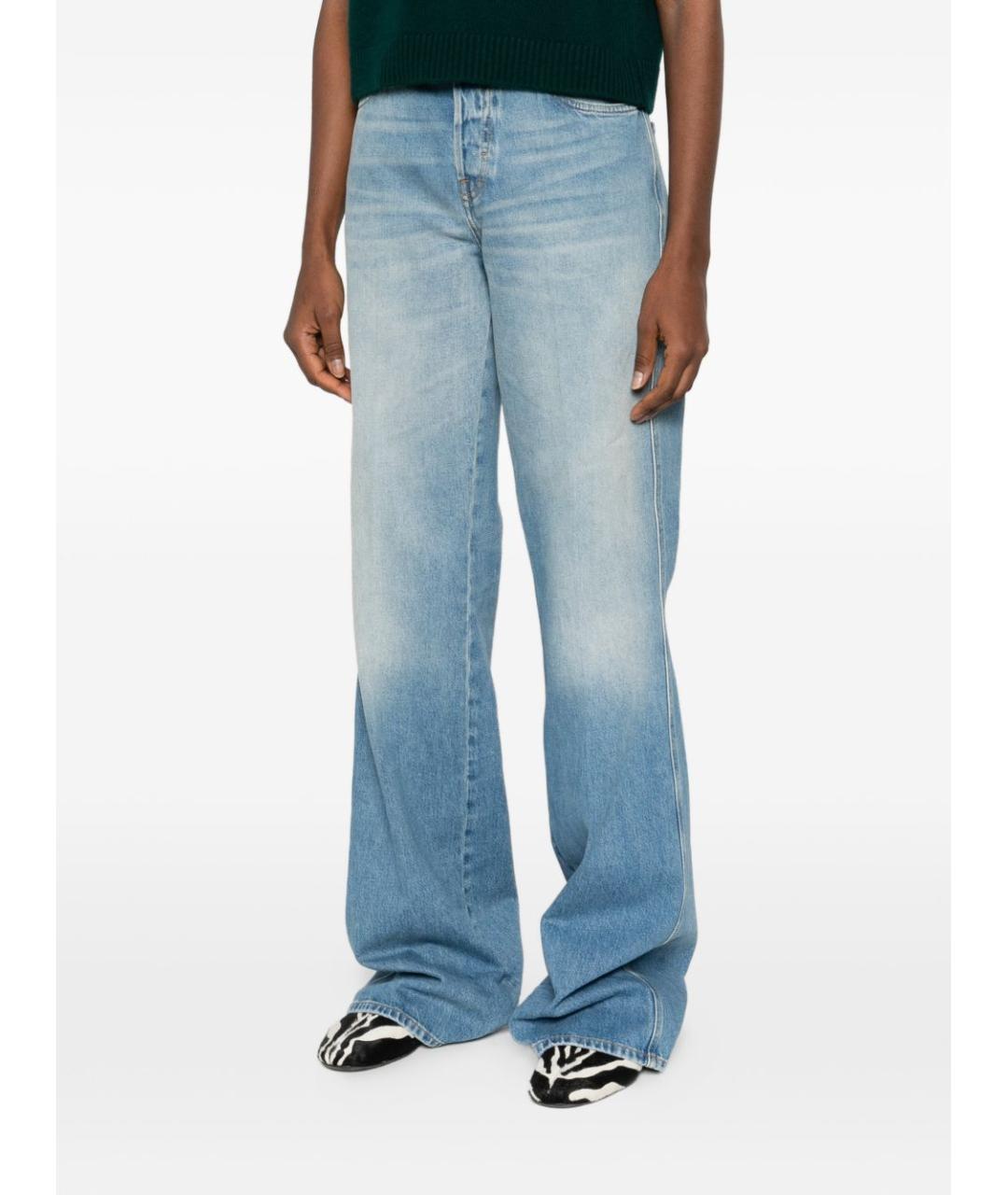 GUCCI Голубые хлопковые прямые джинсы, фото 5