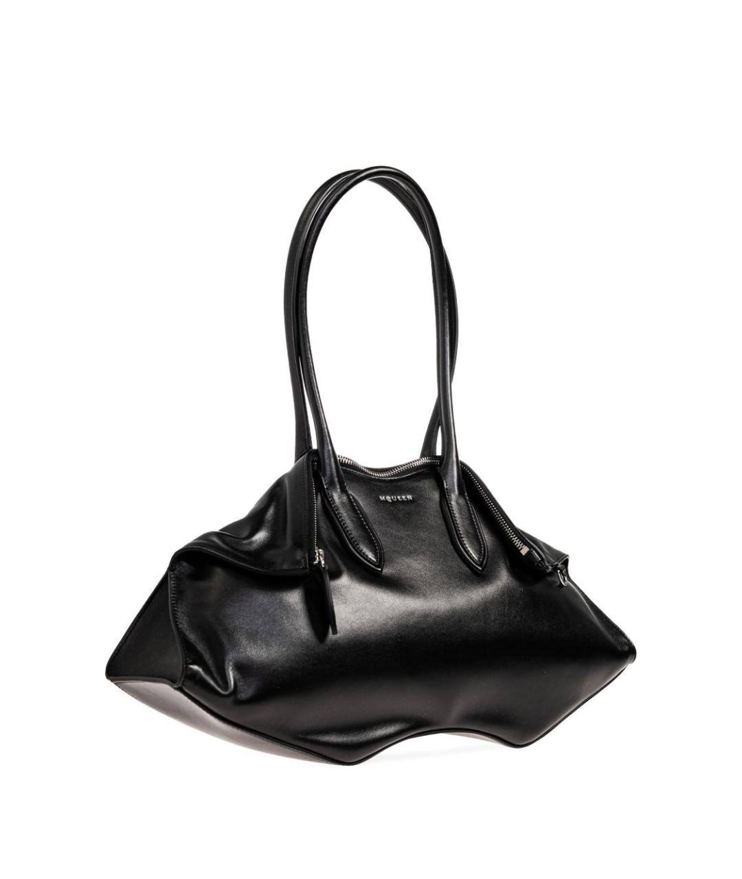 ALEXANDER MCQUEEN Черная кожаная сумка тоут, фото 5