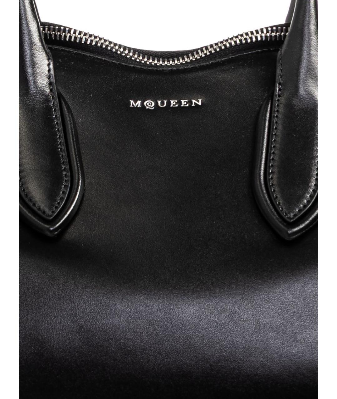 ALEXANDER MCQUEEN Черная кожаная сумка тоут, фото 4