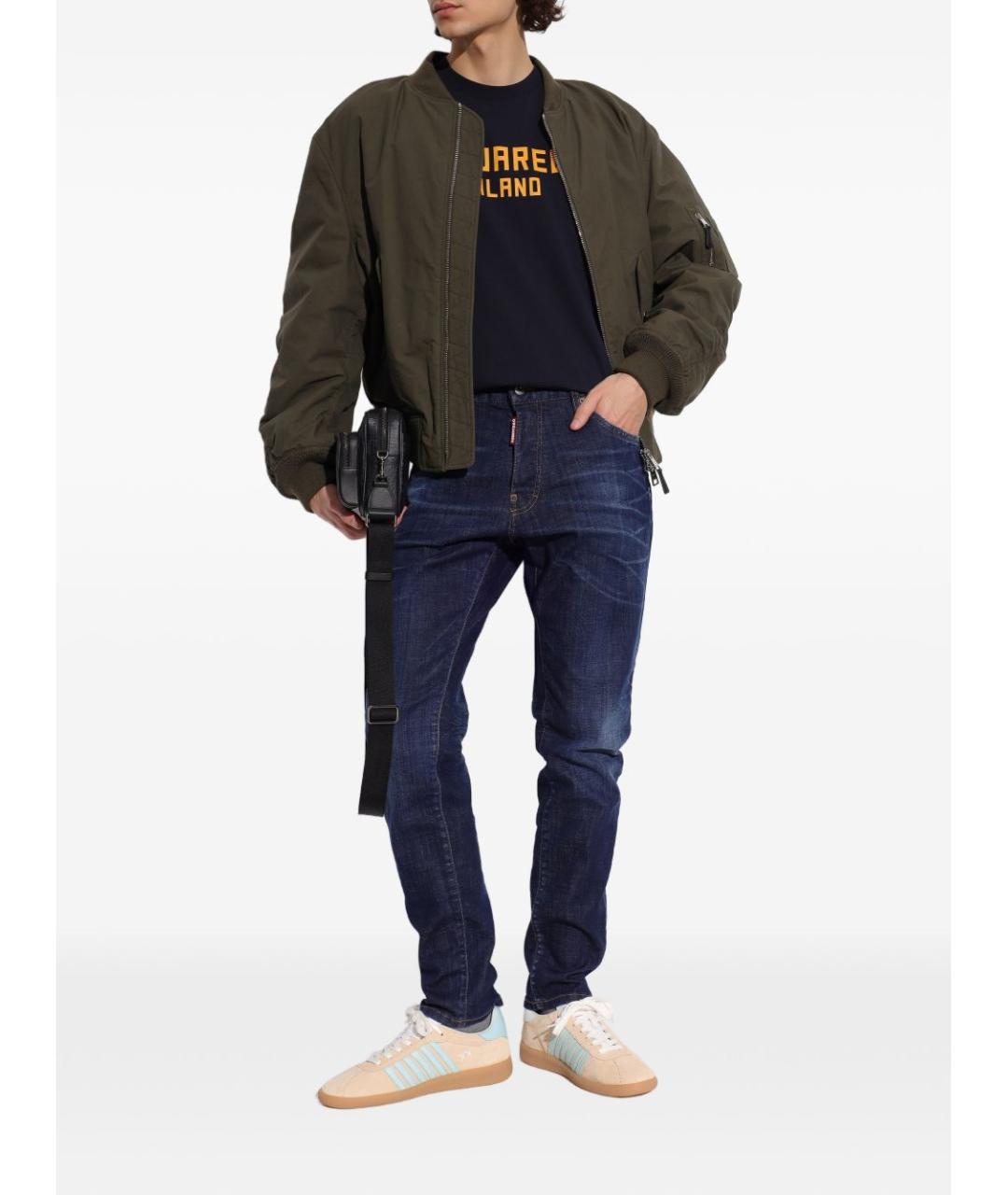 DSQUARED2 Темно-синяя хлопковая футболка, фото 4