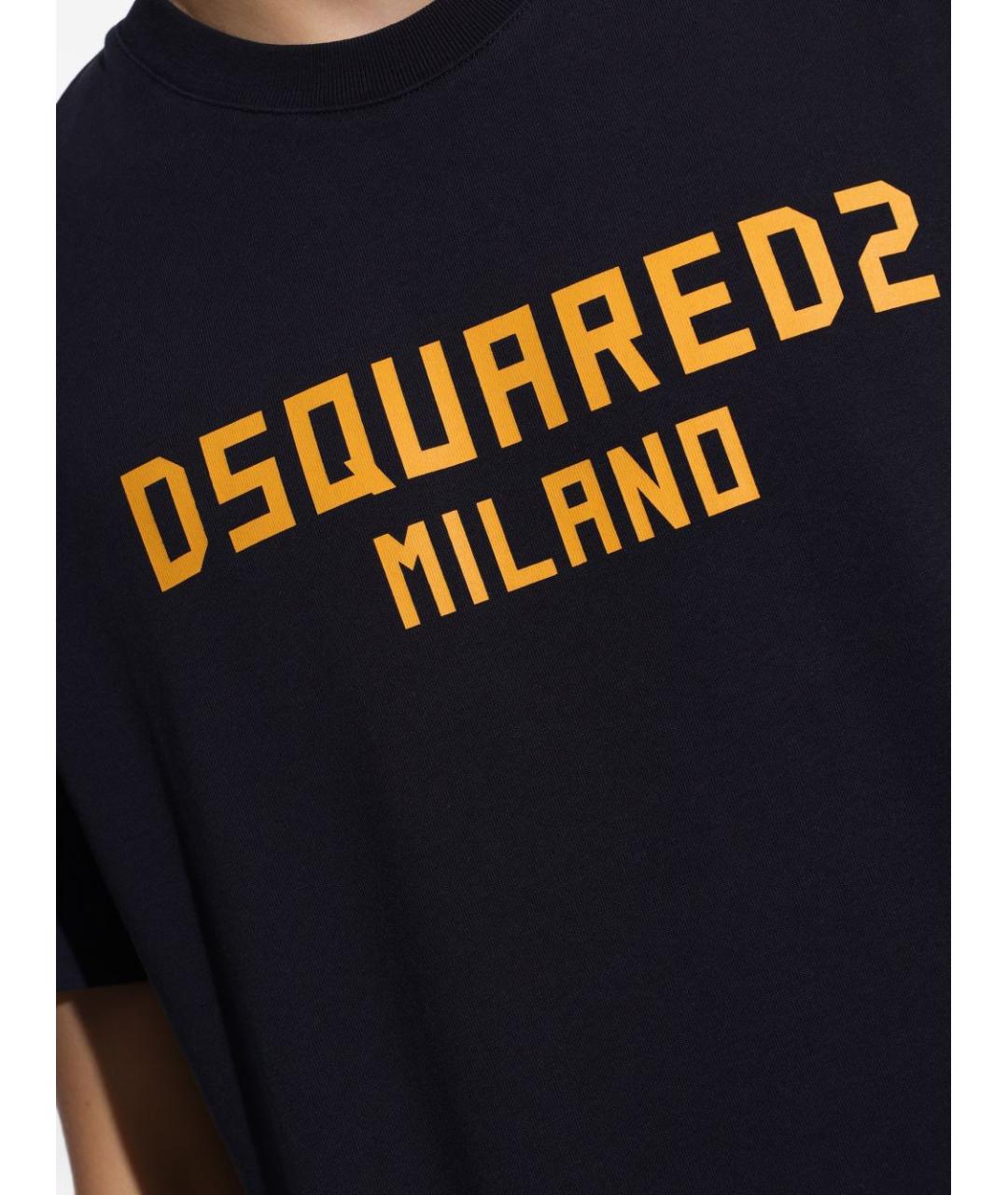 DSQUARED2 Темно-синяя хлопковая футболка, фото 2