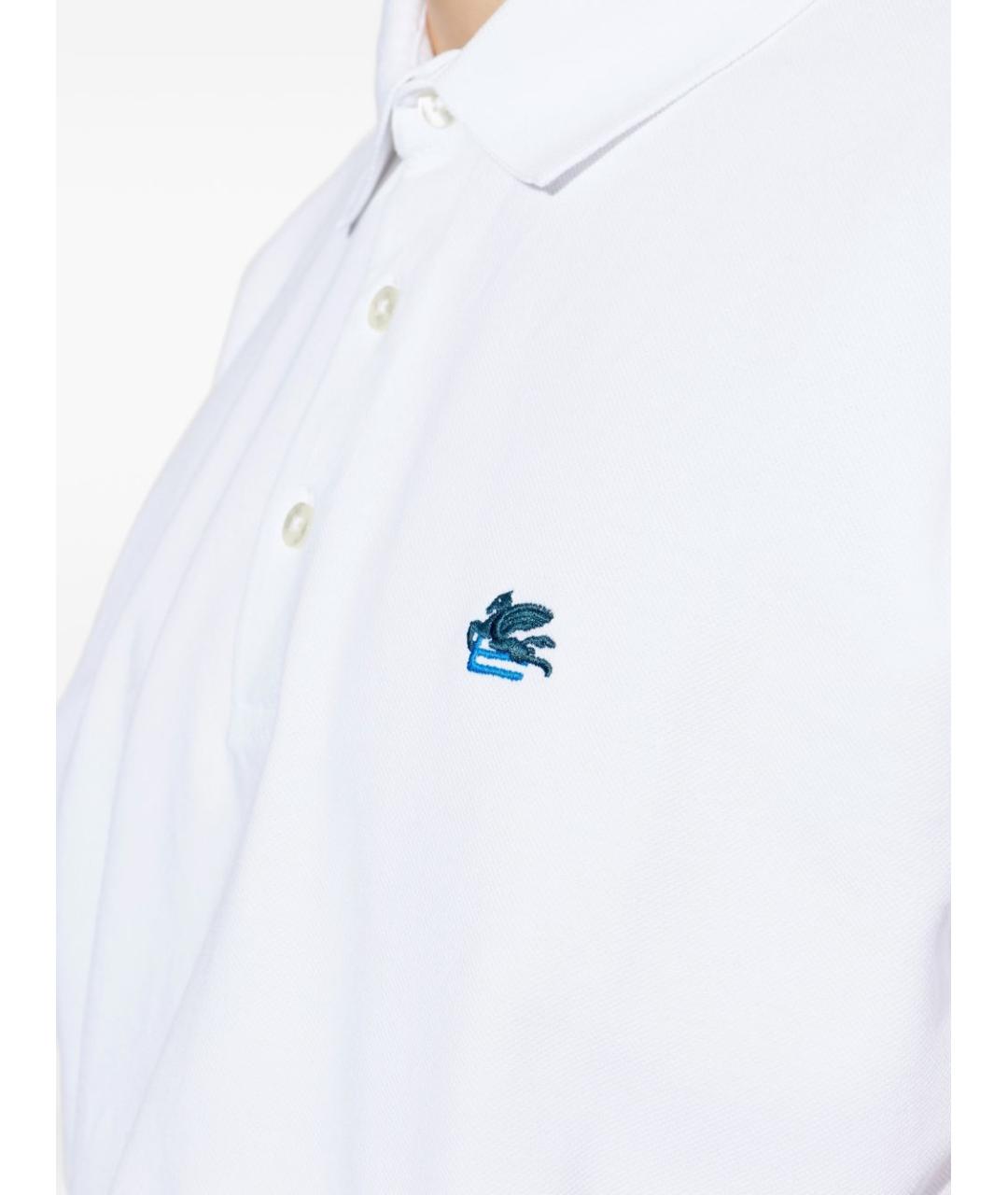 ETRO Белое хлопковое поло с коротким рукавом, фото 4