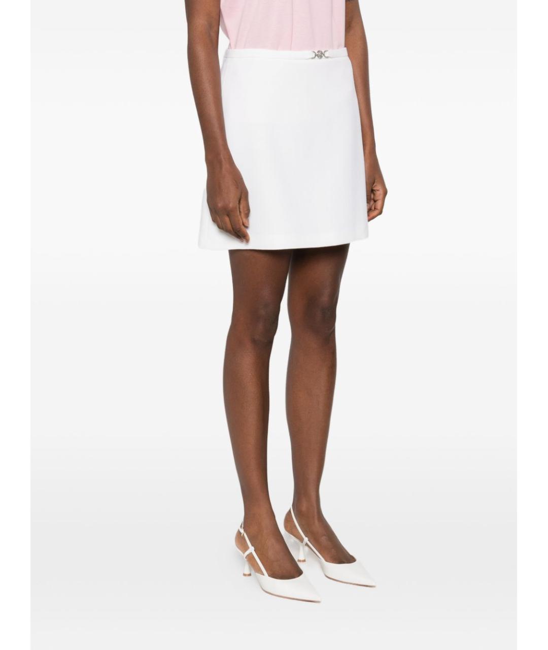 VERSACE Белая шерстяная юбка мини, фото 4