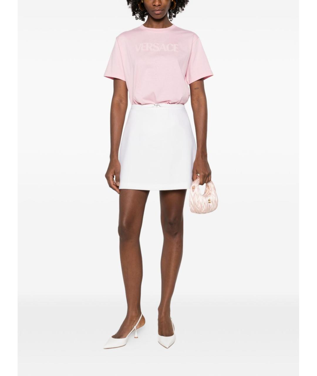 VERSACE Белая шерстяная юбка мини, фото 3