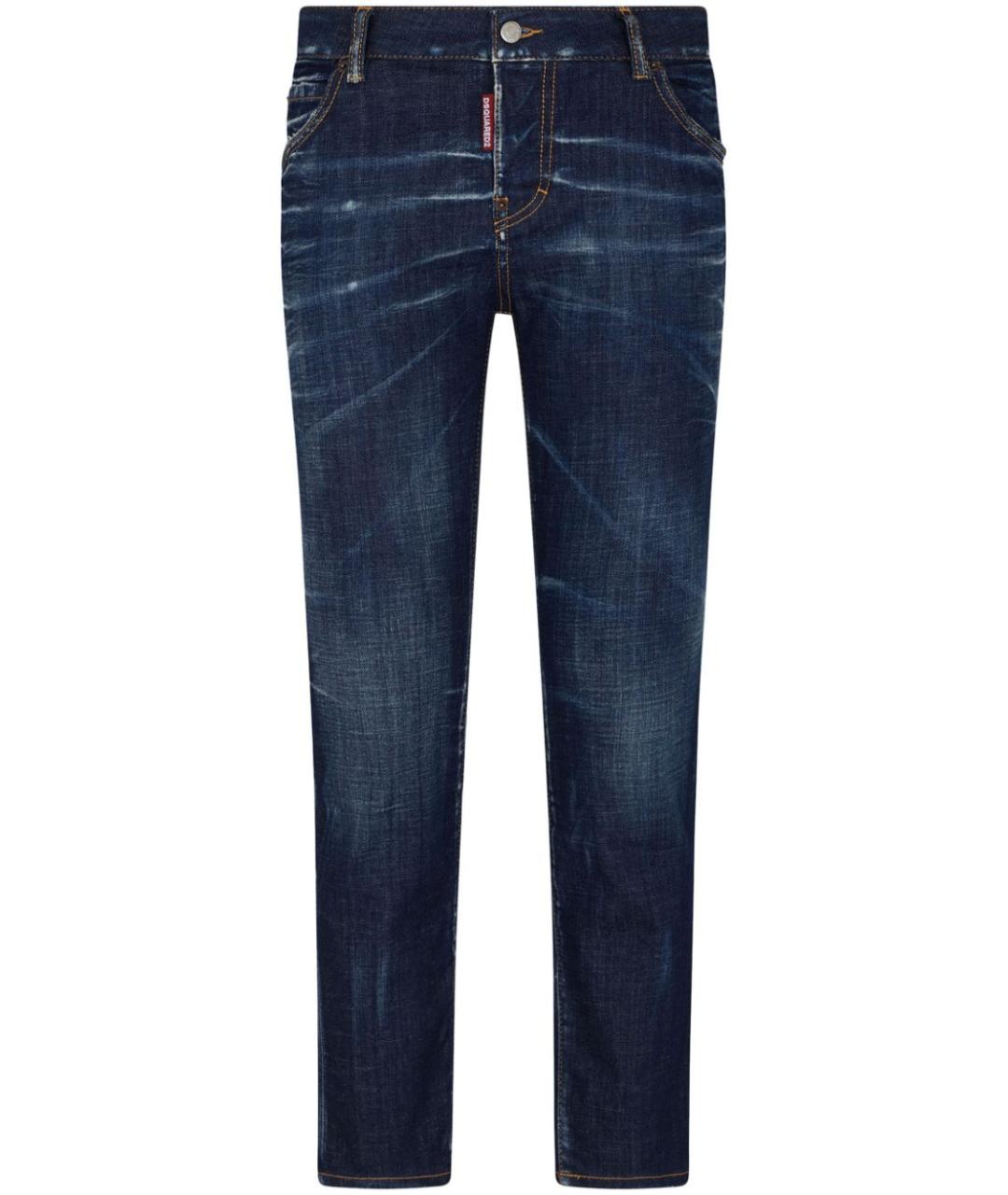 DSQUARED2 Темно-синие хлопко-эластановые джинсы слим, фото 1