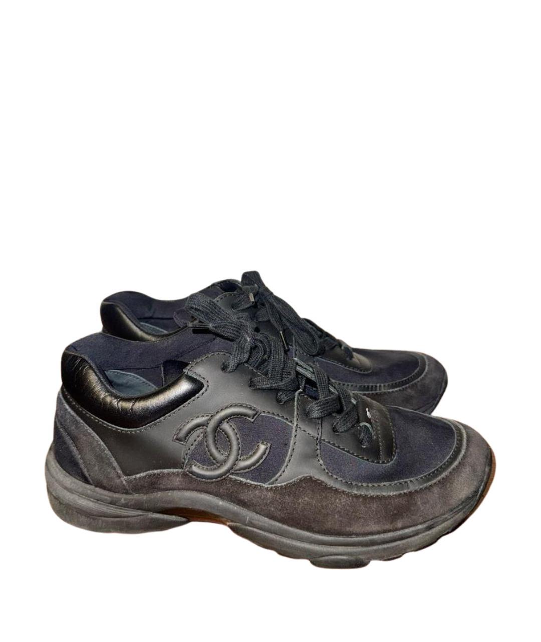 CHANEL Черные кожаные кроссовки, фото 1