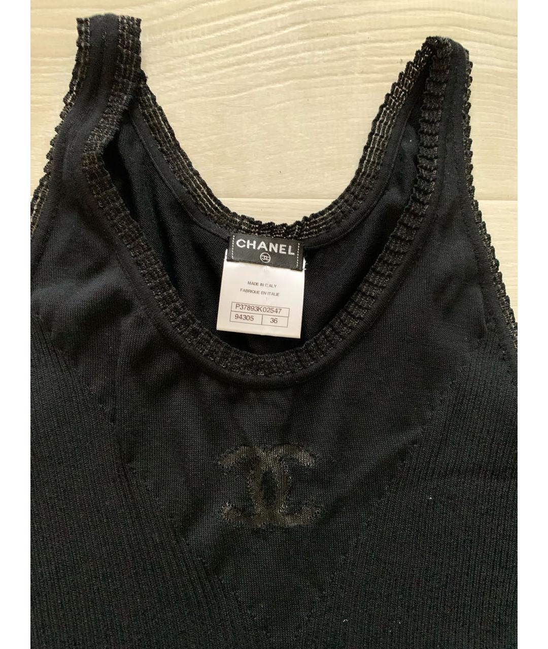 CHANEL Черное хлопко-эластановое повседневное платье, фото 3