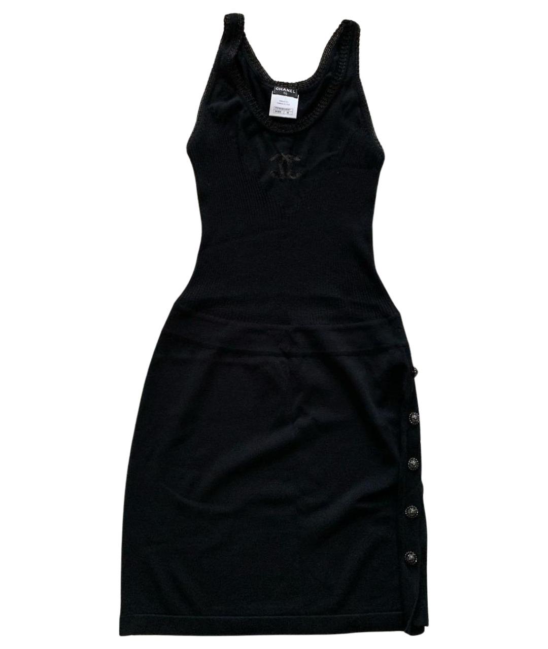 CHANEL Черное хлопко-эластановое повседневное платье, фото 1