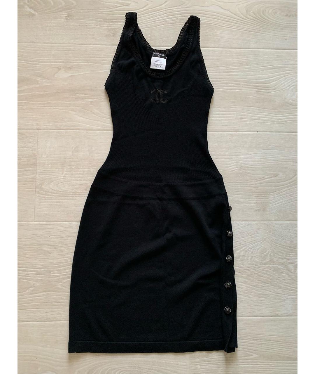 CHANEL Черное хлопко-эластановое повседневное платье, фото 8