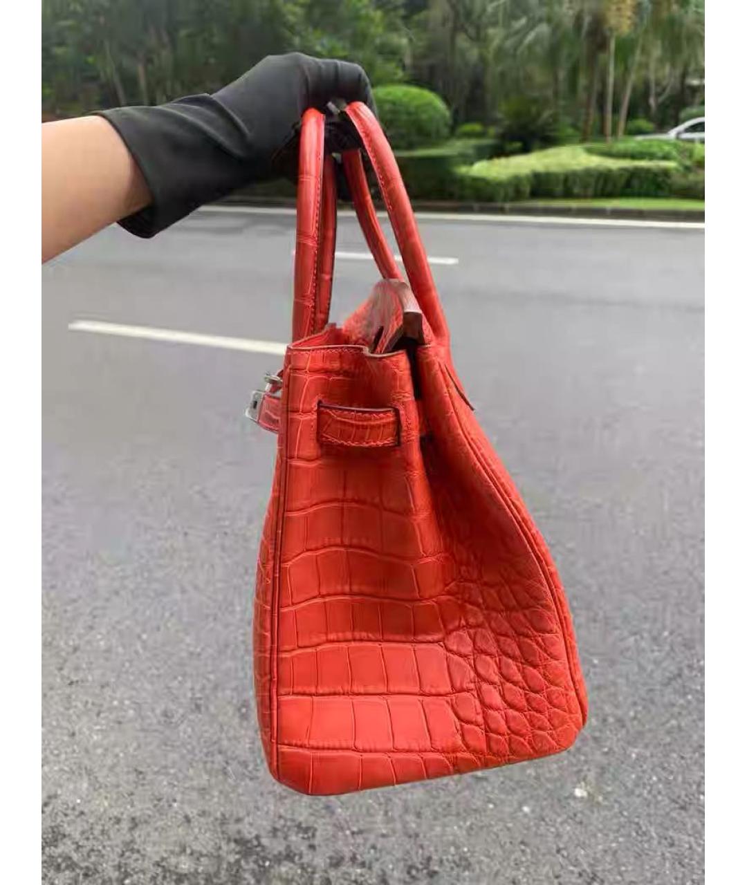 HERMES Красная кожаная сумка с короткими ручками, фото 3