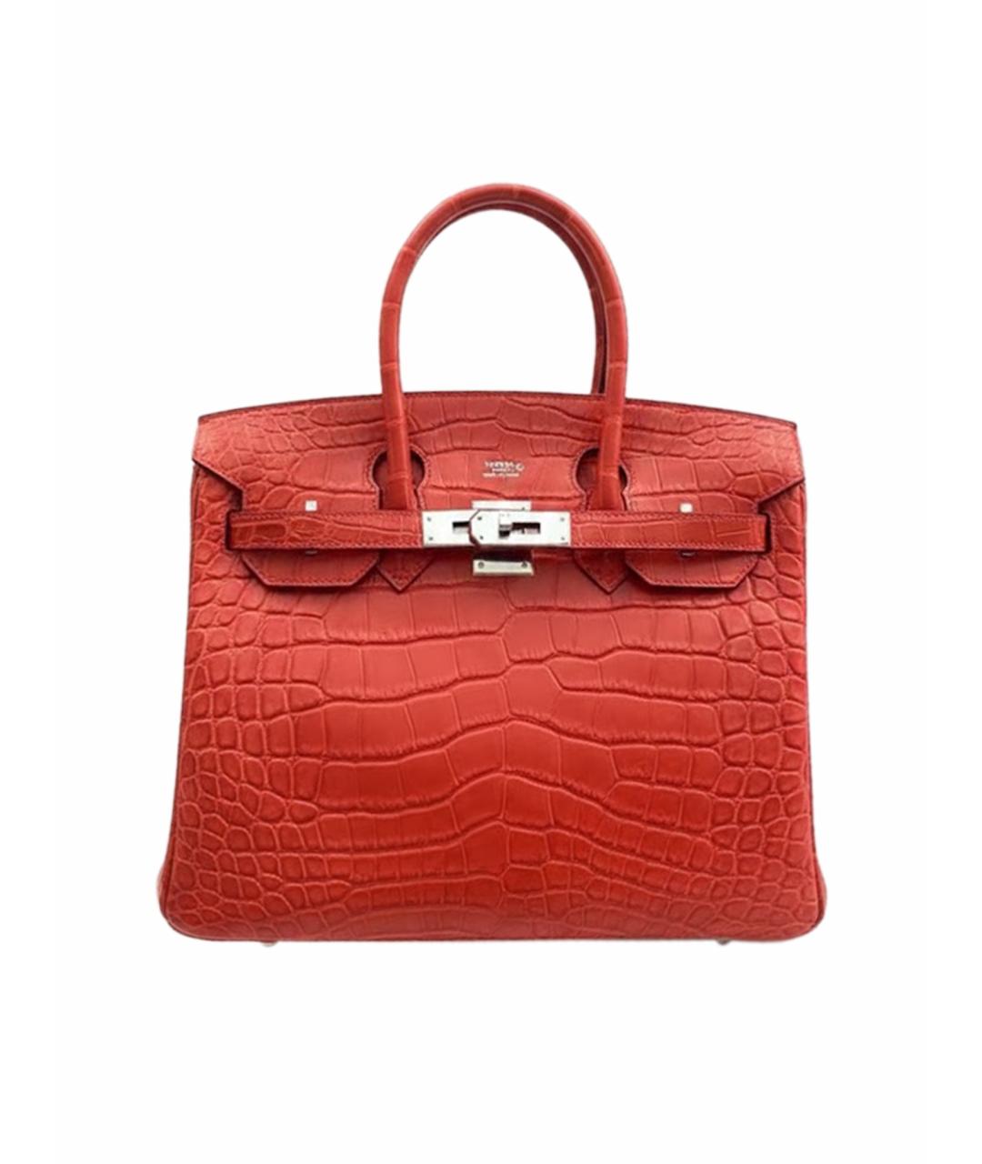 HERMES Красная кожаная сумка с короткими ручками, фото 1