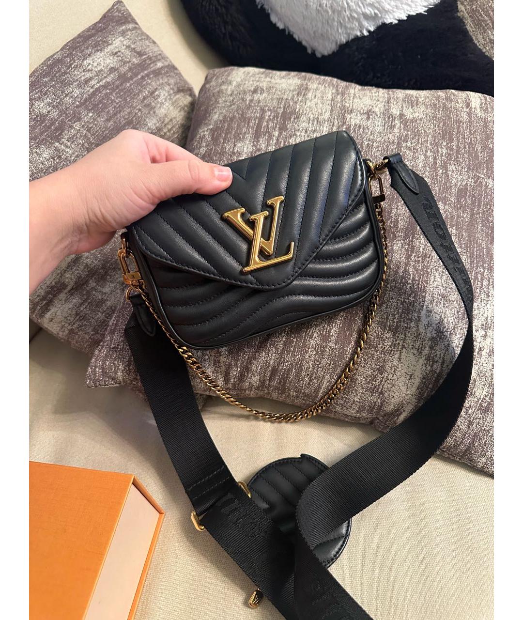 LOUIS VUITTON Черная кожаная сумка через плечо, фото 3