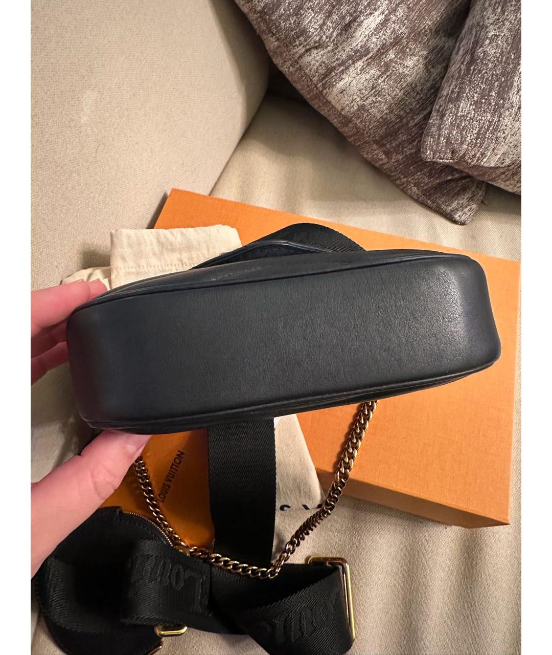 LOUIS VUITTON Черная кожаная сумка через плечо, фото 4