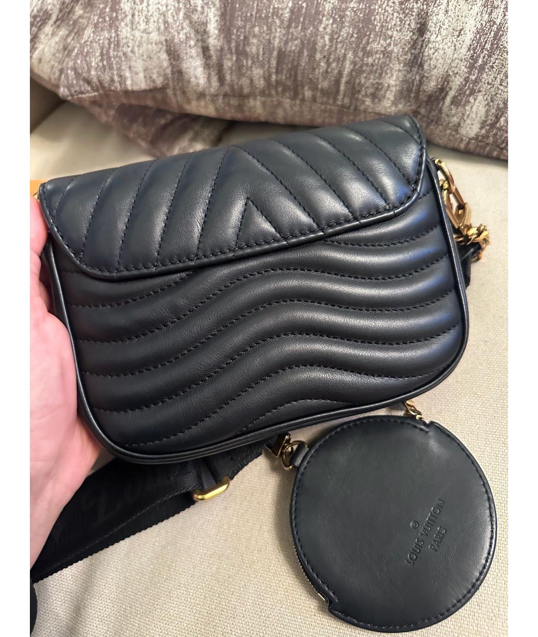 LOUIS VUITTON Черная кожаная сумка через плечо, фото 5