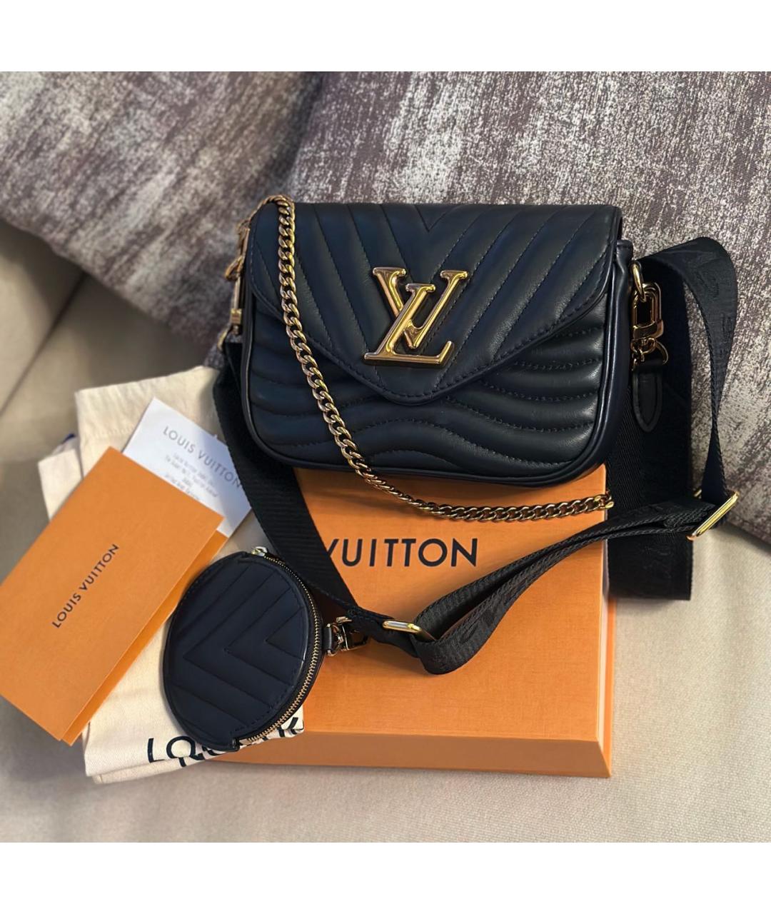 LOUIS VUITTON Черная кожаная сумка через плечо, фото 2