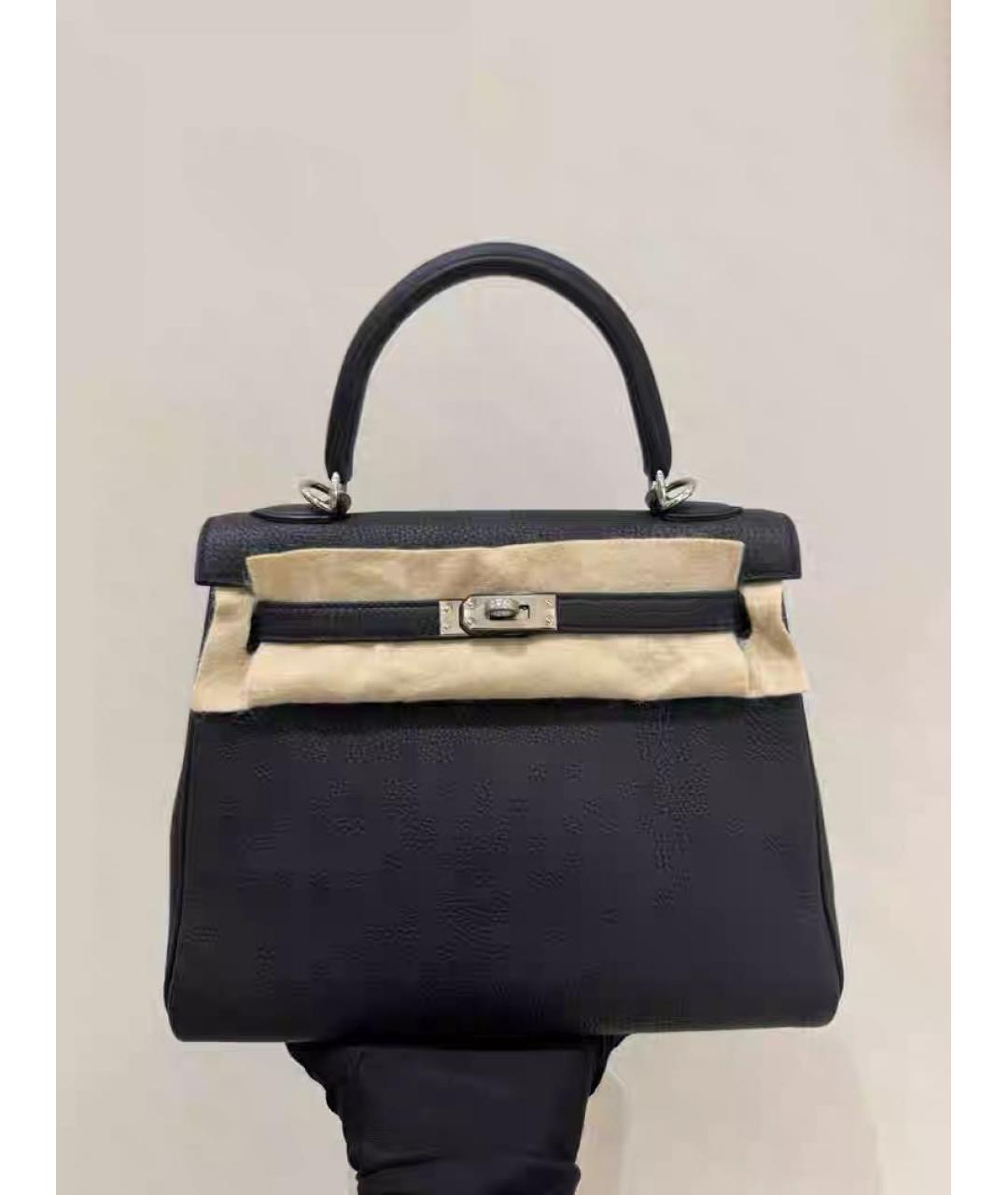 HERMES Черная кожаная сумка с короткими ручками, фото 6
