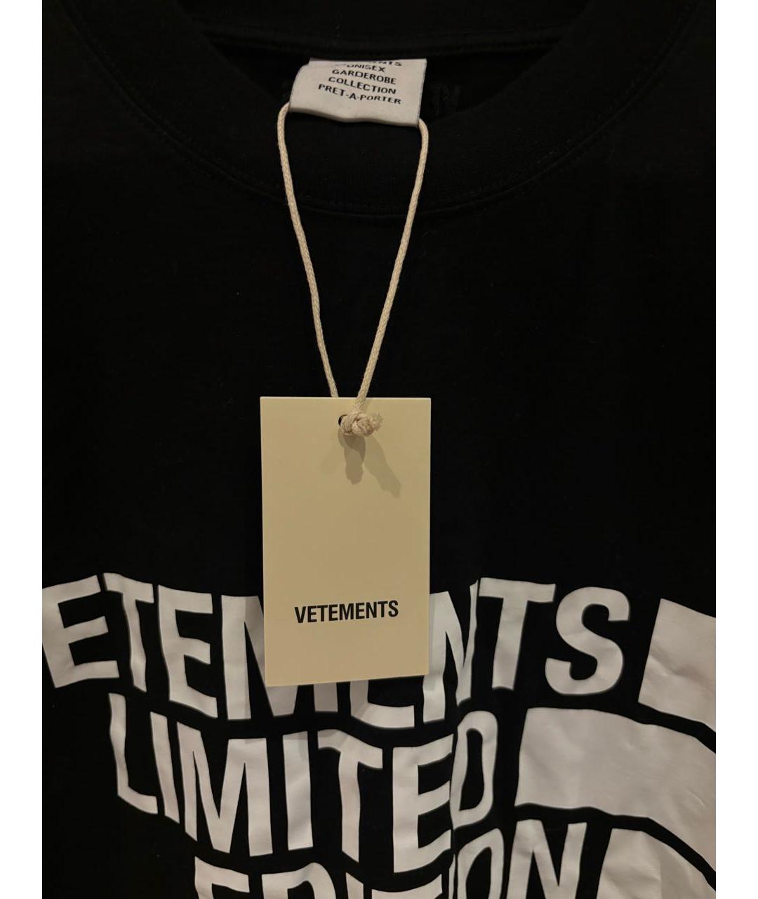 VETEMENTS Черная хлопковая футболка, фото 4