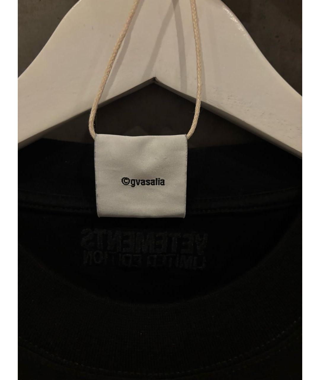 VETEMENTS Черная хлопковая футболка, фото 6