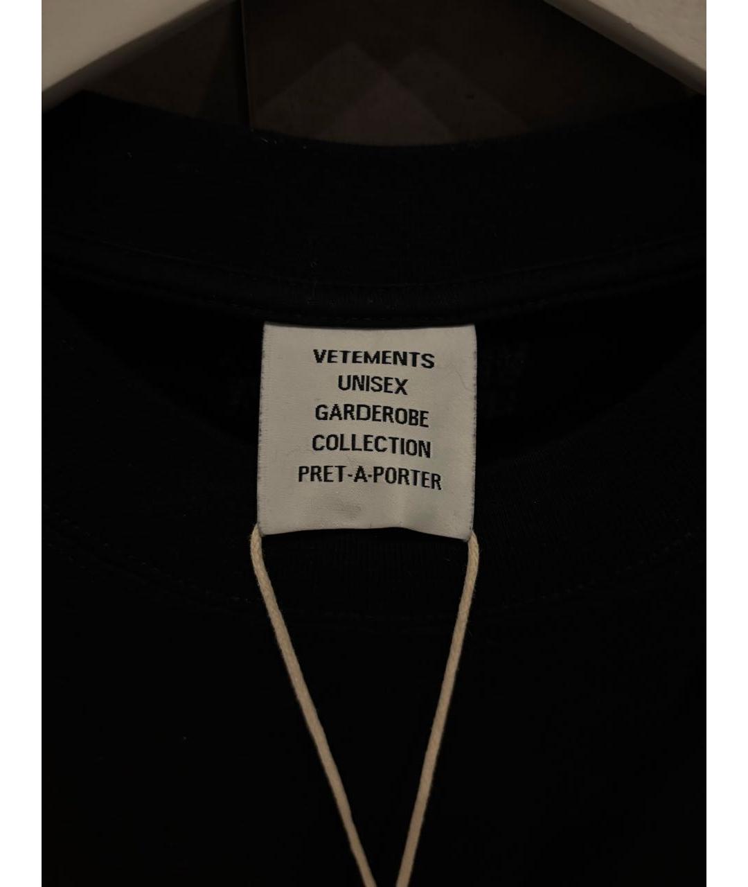 VETEMENTS Черная хлопковая футболка, фото 5