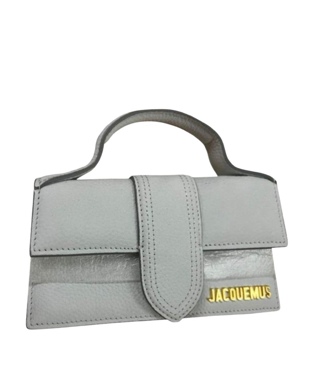 JACQUEMUS Серая кожаная сумка с короткими ручками, фото 1