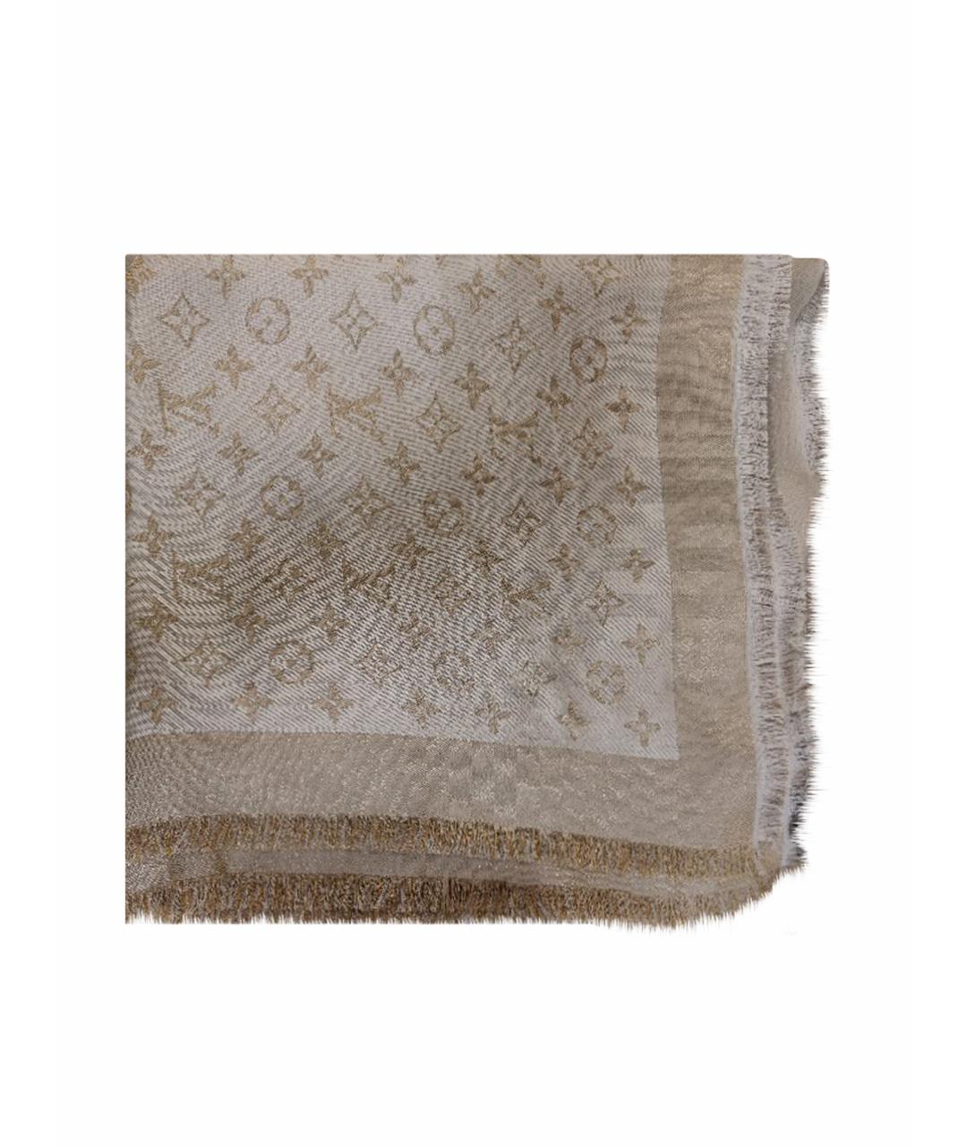 LOUIS VUITTON Золотой шелковый платок, фото 1