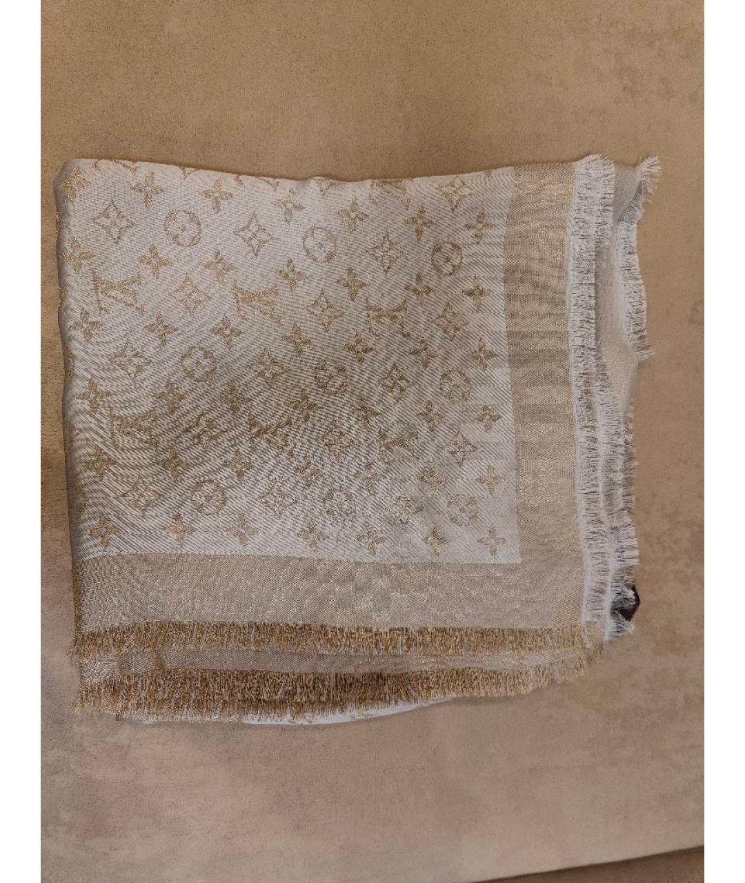 LOUIS VUITTON Золотой шелковый платок, фото 6