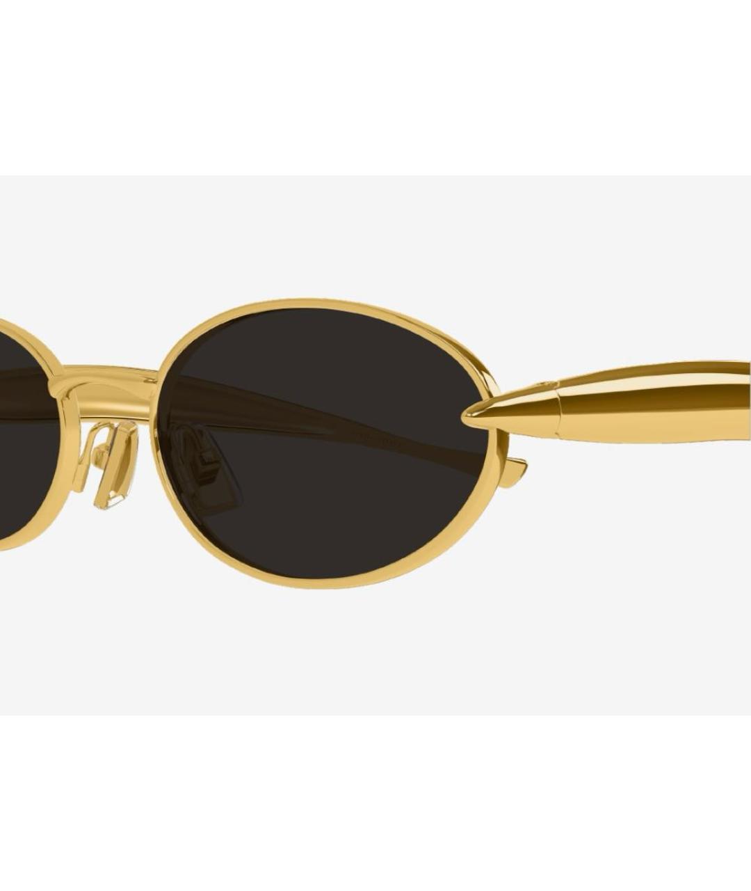 BOTTEGA VENETA Золотые металлические солнцезащитные очки, фото 3