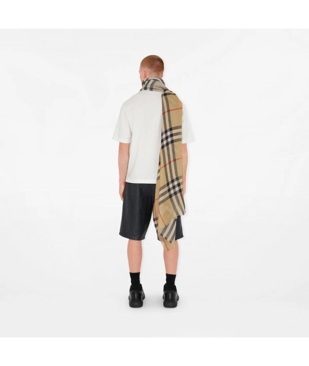 BURBERRY Бежевый шерстяной шарф, фото 5