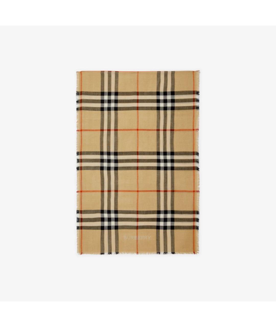 BURBERRY Бежевый шерстяной шарф, фото 9