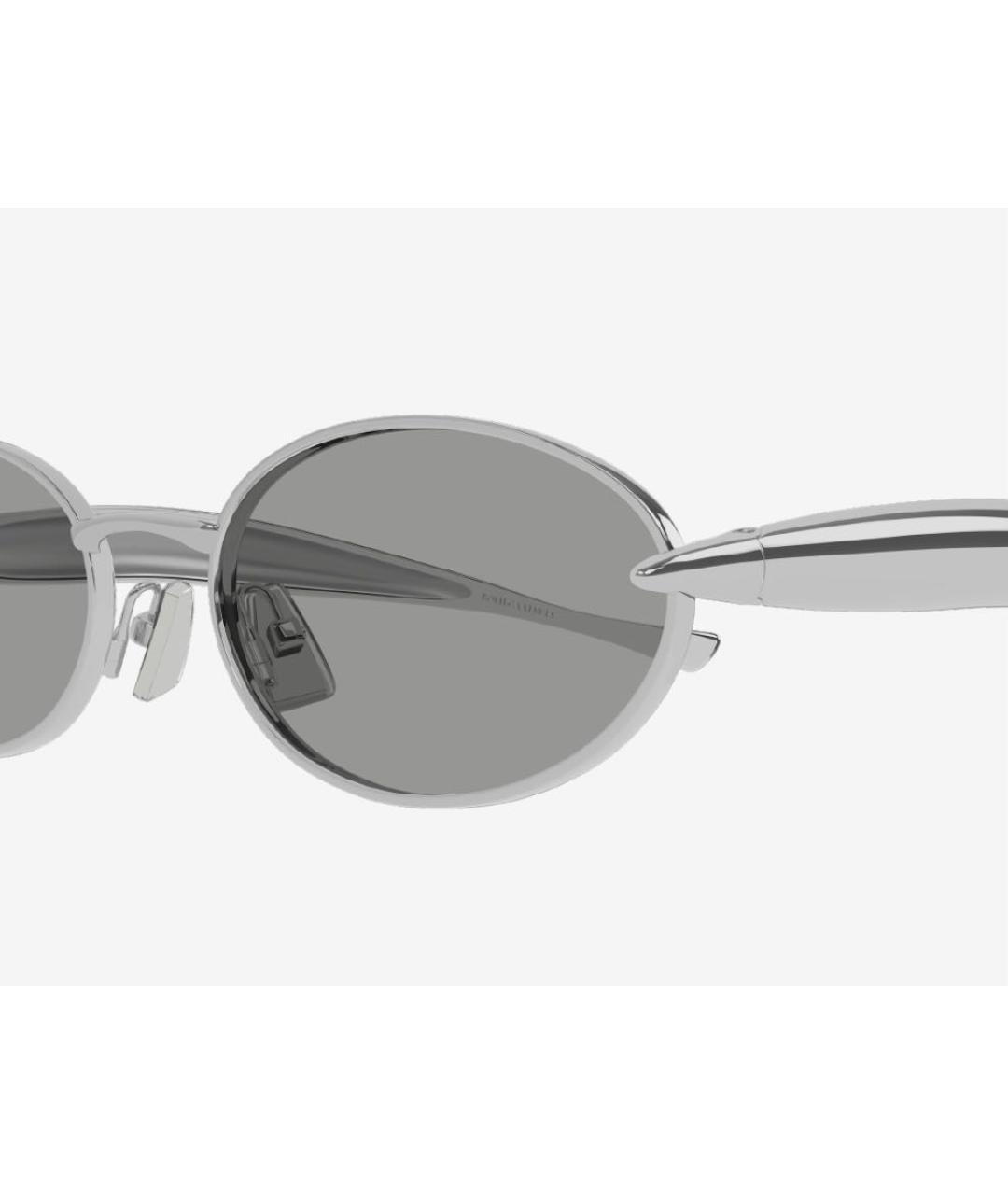 BOTTEGA VENETA Серебряные металлические солнцезащитные очки, фото 3