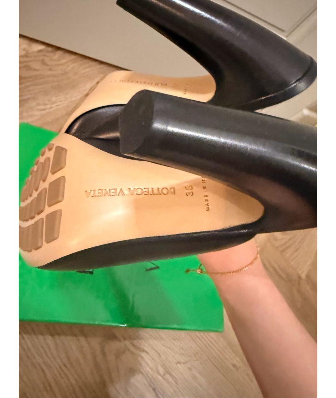 BOTTEGA VENETA Черные кожаные мюли, фото 7
