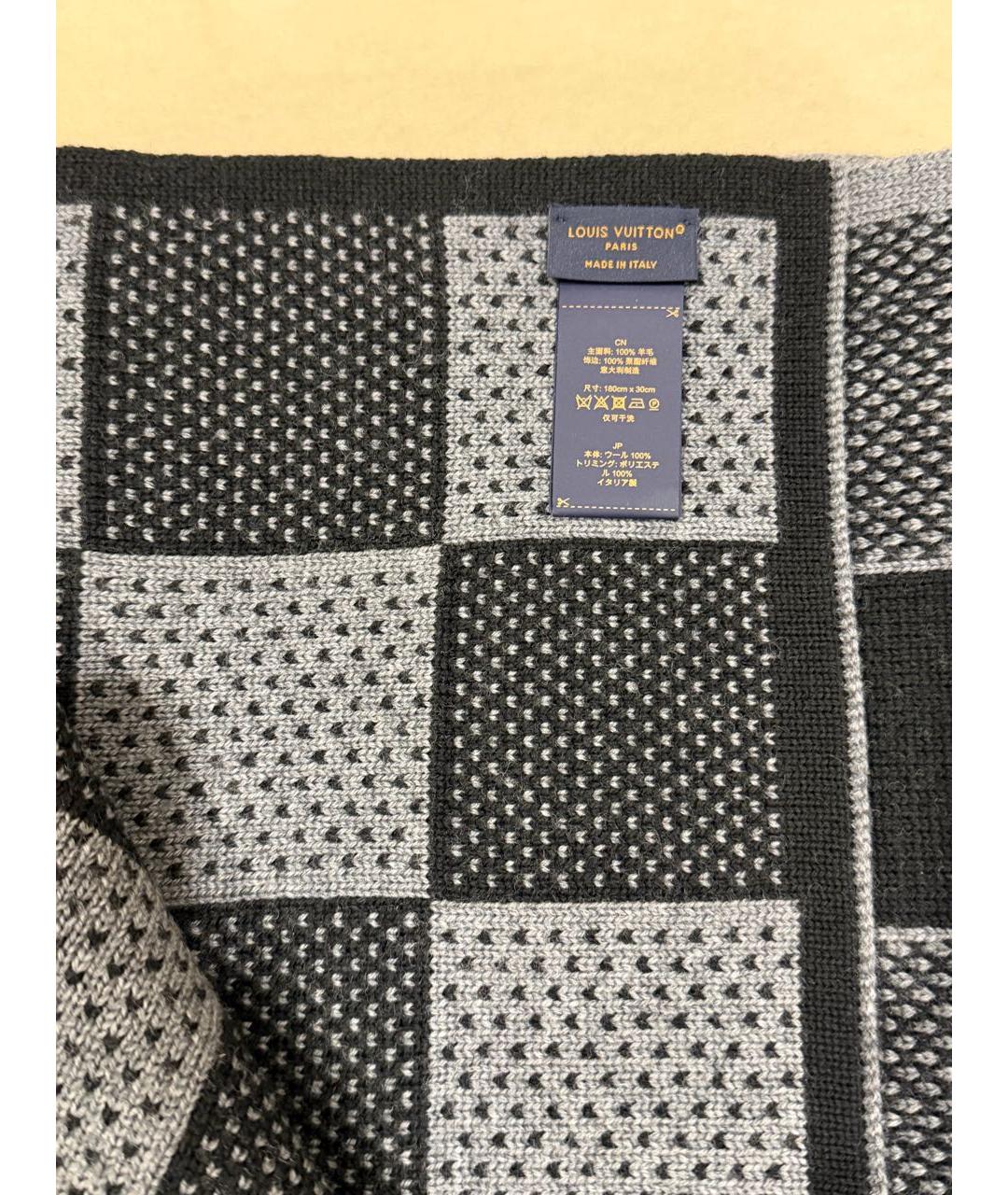 LOUIS VUITTON Серый шерстяной шарф, фото 3