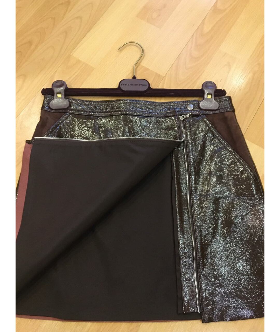THEORY Бордовая кожаная юбка мини, фото 3