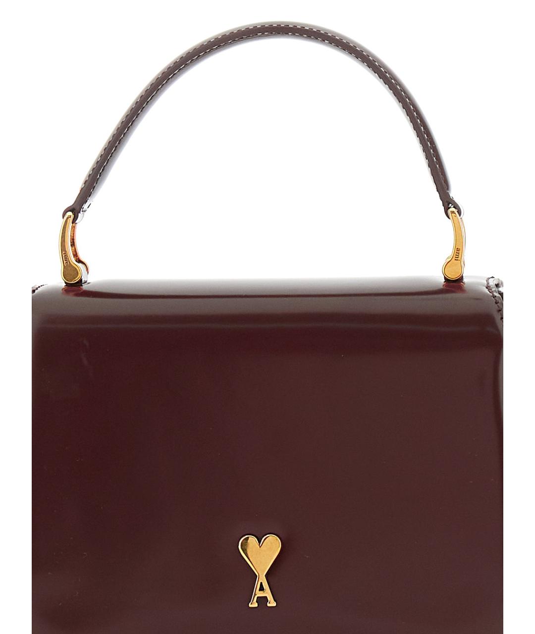 Ami Paris Бордовая кожаная сумка с короткими ручками, фото 3