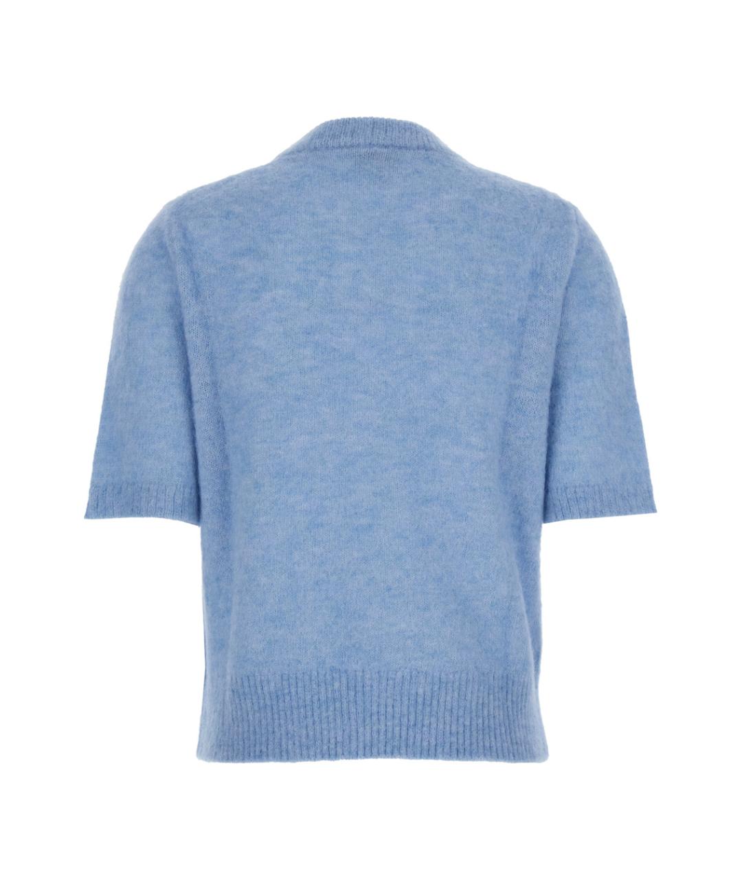 GANNI Голубая шерстяная футболка, фото 2