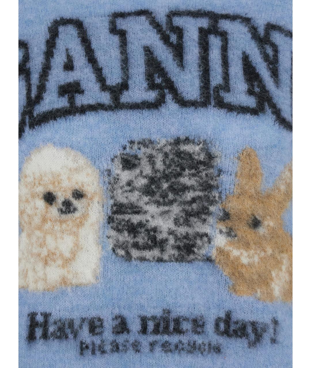 GANNI Голубая шерстяная футболка, фото 3