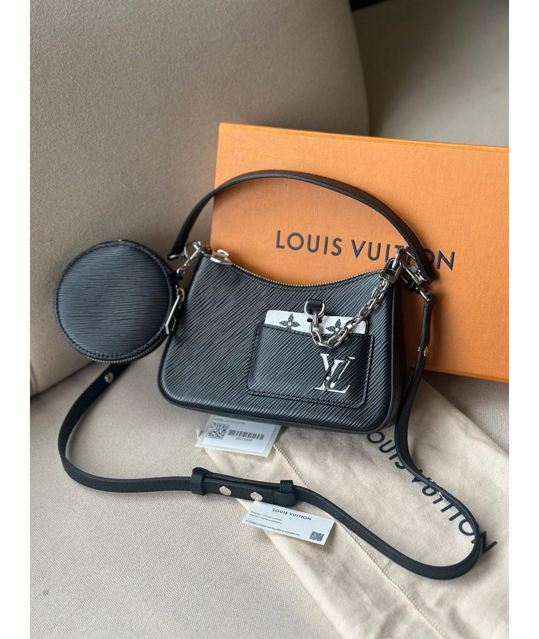 LOUIS VUITTON Черная кожаная сумка через плечо, фото 2